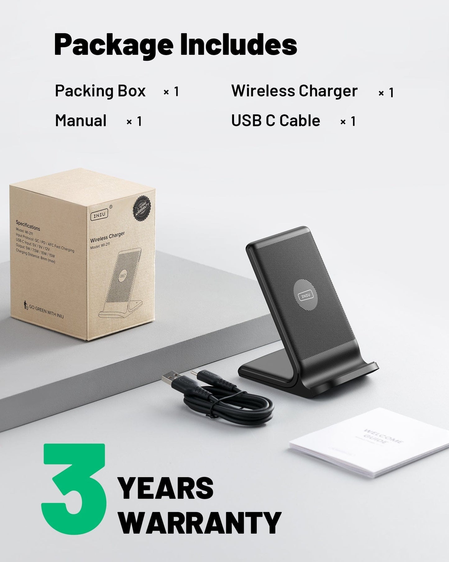 INIU I211-2P 15W Qi-Certified Wireless Charger