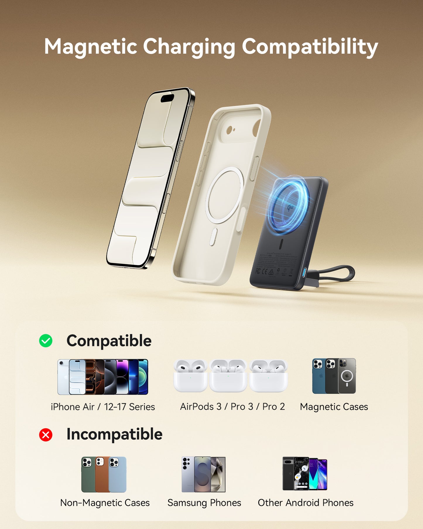 INIU SnapGo P71-E1 Powerbank Magsafe Qi2 15W Slimmad 5 000 mAh