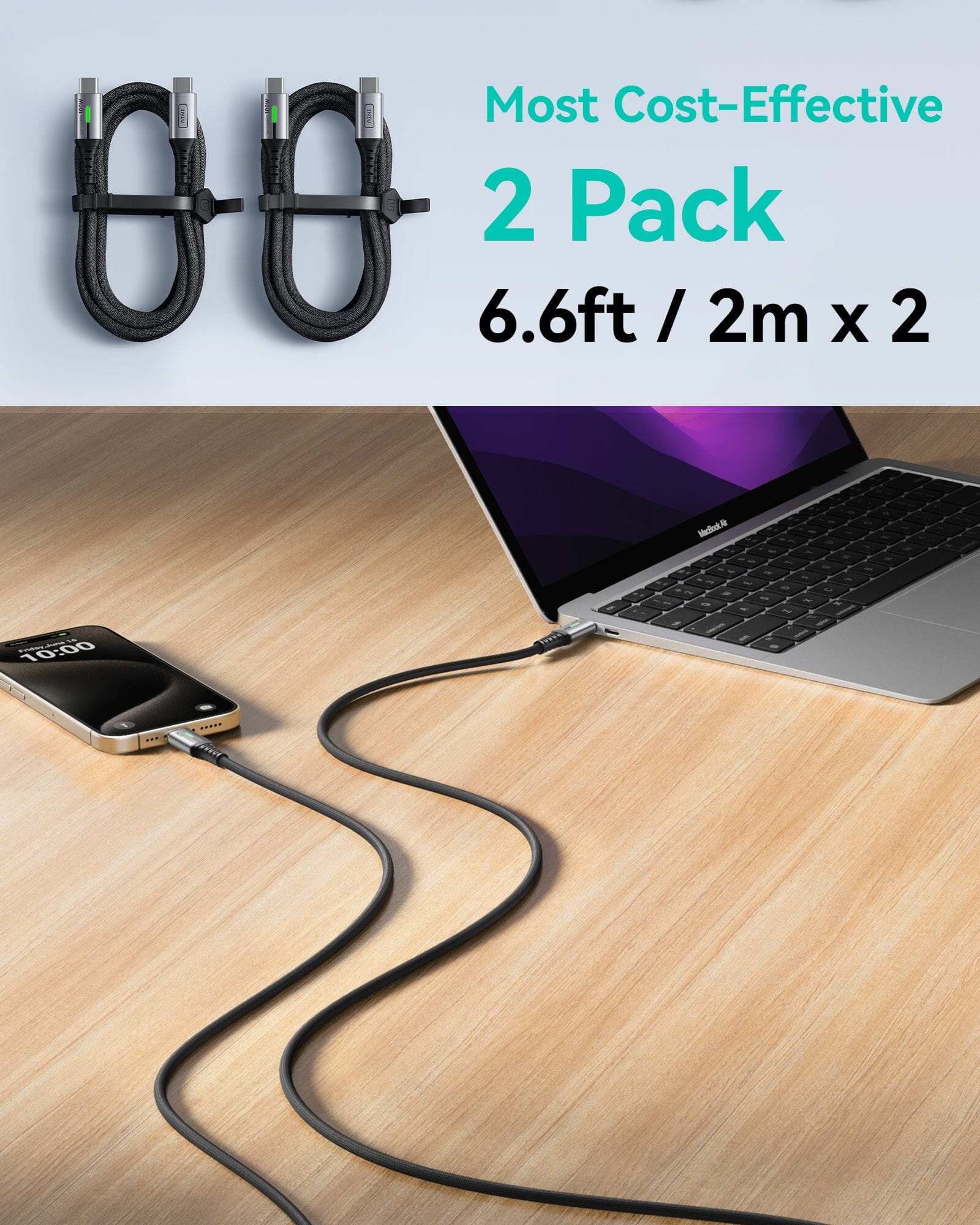 Cavo INIU D5CC da USB C a C 100W (6.6ft, confezione da 2)