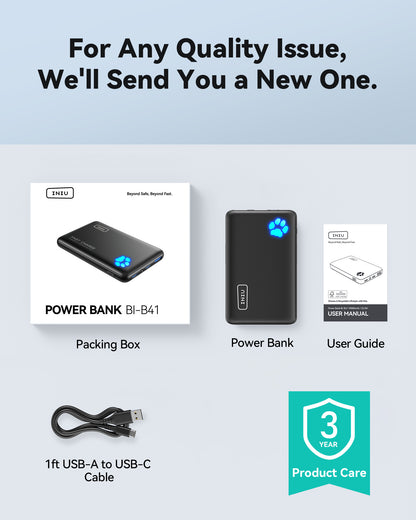 INIU Pawsible P41 Power Bank, ricarica rapida, 22,5 W, 10000 mAh