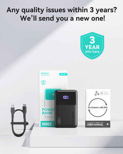 Banco de energía delgado INIU Carry P61-E1 de 22,5 W y 10 000 mAh