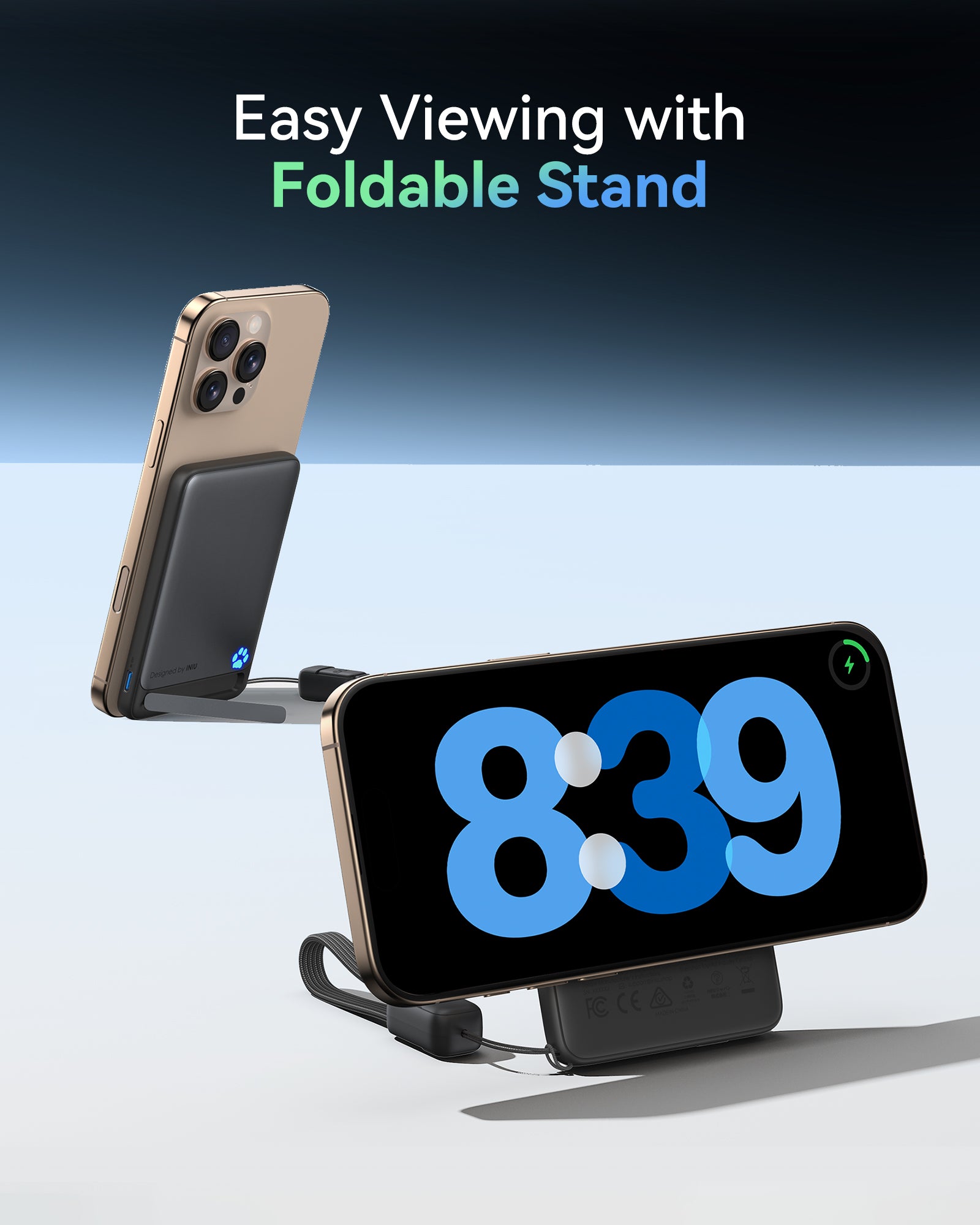 INIU SnapGo P71-E1 Power Bank Magsafe Qi2 15W Sottile 5.000 mAh