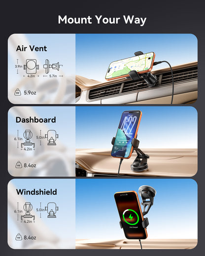 INIU SnapGo V11-E1 Qi2 15W magnetische draadloze autoladerhouder