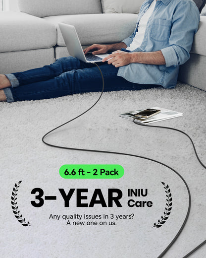 INIU Kabel USB C do C D5CC 100 W (6,6 stopy, 2 sztuki)