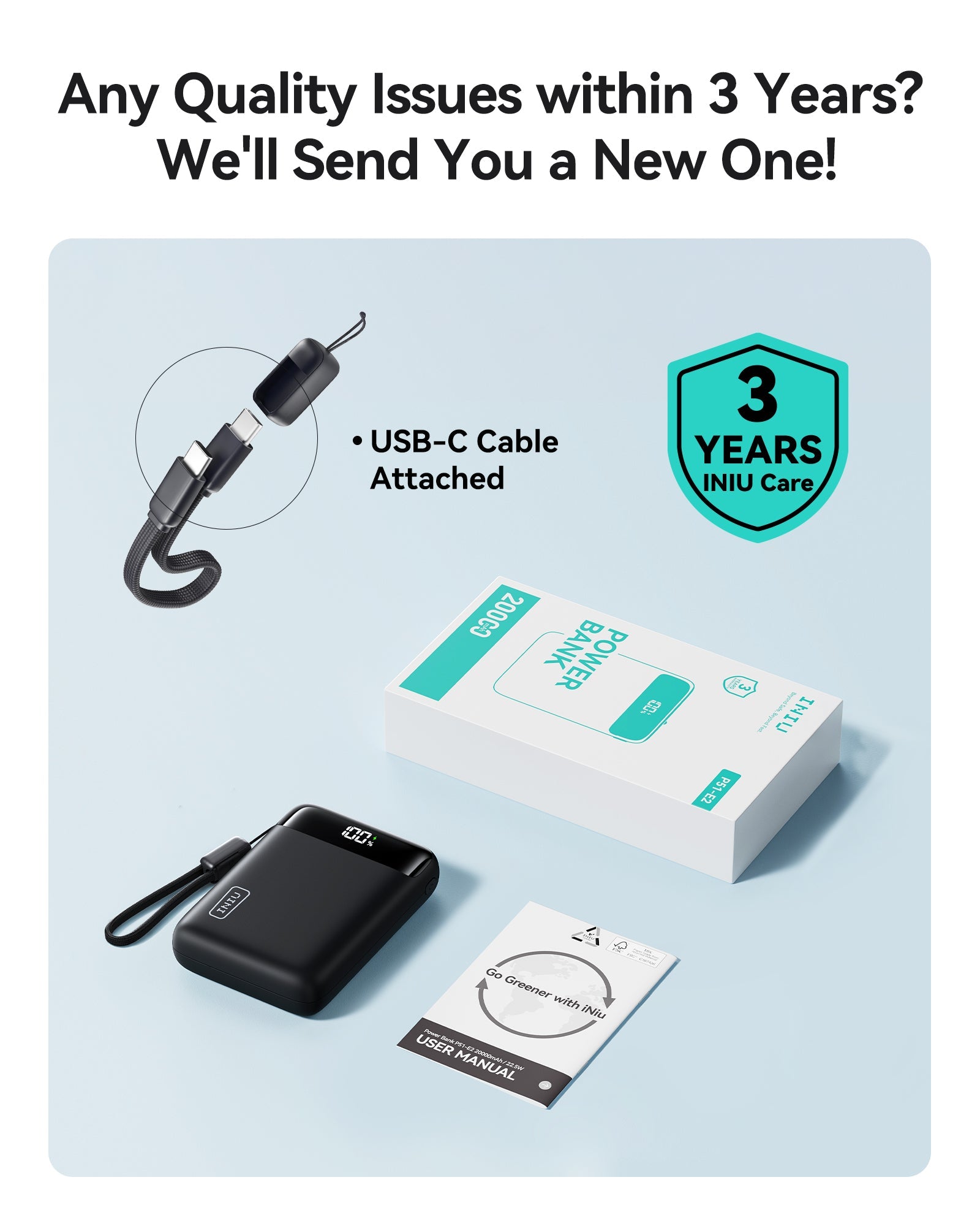 INIU Carry P51-E2 Powerbank 22,5W Kleinste 20000mAh