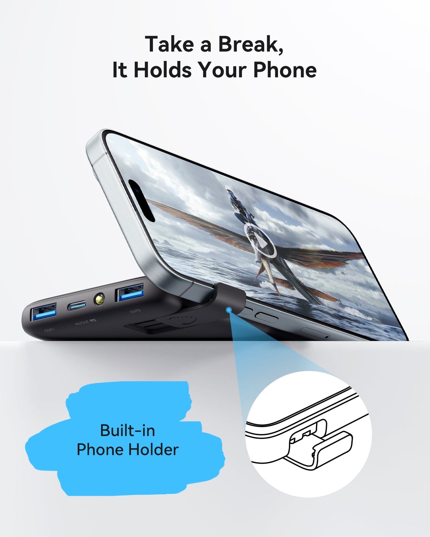 INIU B6 Power Bank 10.000 mAh 22,5 W Supporto integrato
