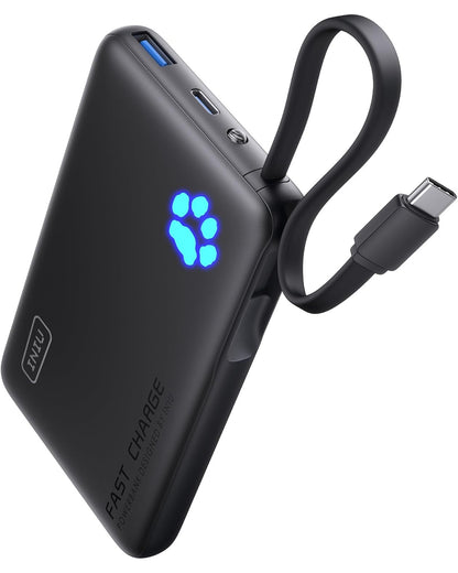 INIU Pawsible P41L-E1 Power Bank con cavo integrato, sottilissimo 20W 10000mAh
