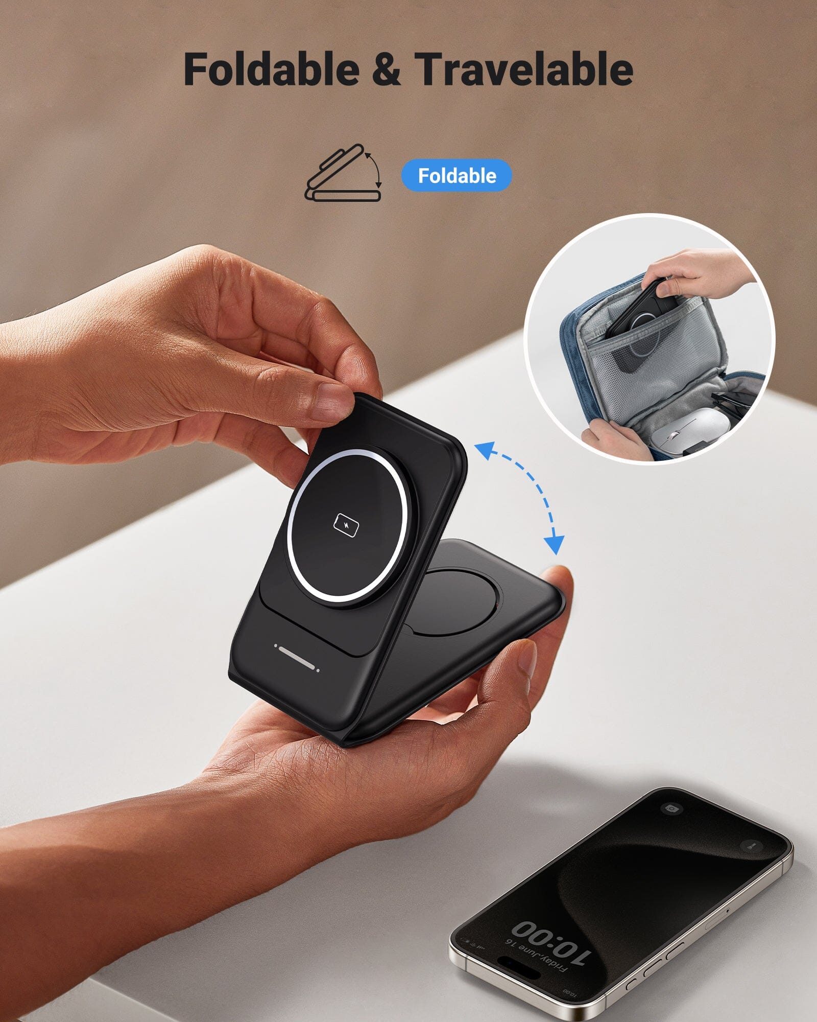 INIU SnapGo WI222 - Base de carga inalámbrica 3 en 1, multifunción magnética de 15 W