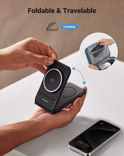 INIU SnapGo WI222 - Base de carga inalámbrica 3 en 1, multifunción magnética de 15 W