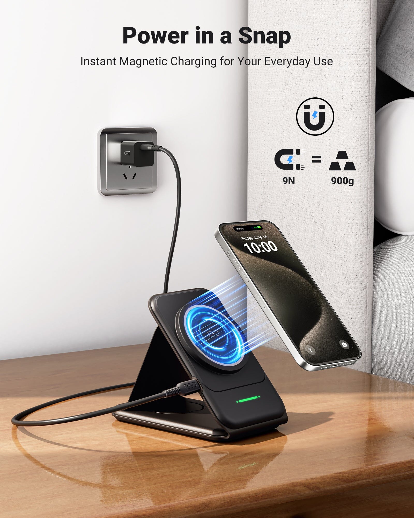 INIU SnapGo WI222 - Base de carga inalámbrica 3 en 1, multifunción magnética de 15 W