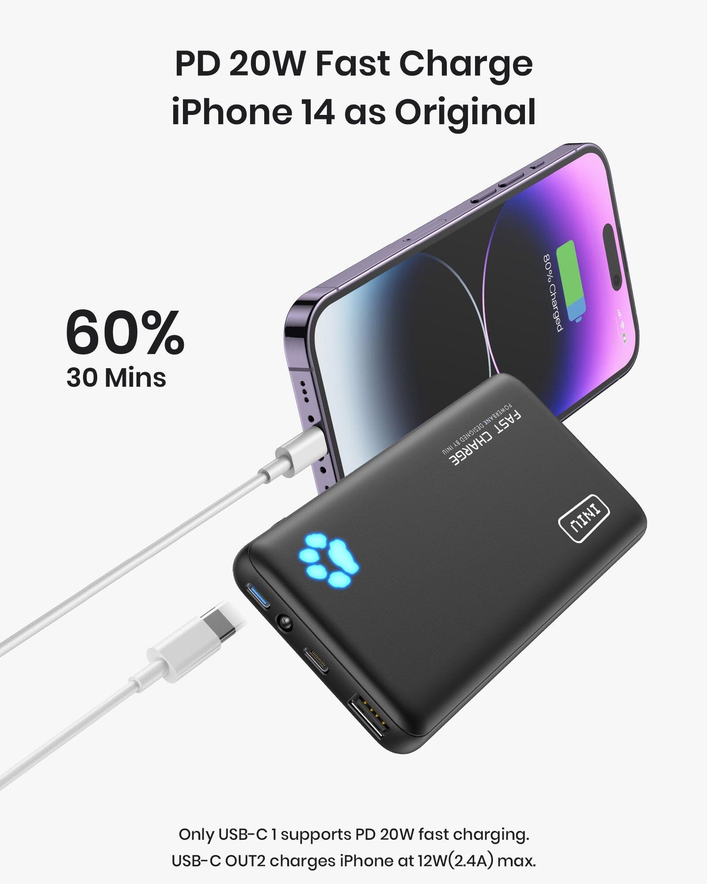 Caricabatterie portatile INIU B3, 20W PD3.0 più debole 10.000 mAh