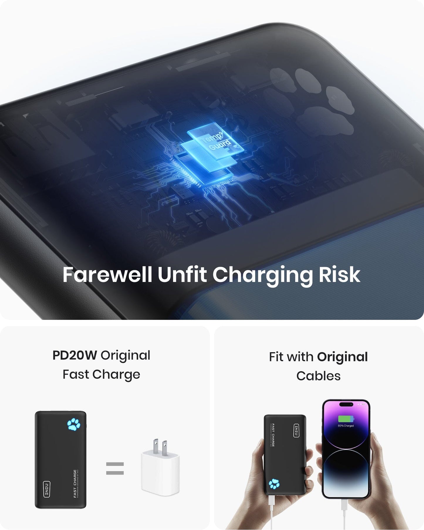 Caricabatterie portatile INIU B3, 20W PD3.0 più debole 10.000 mAh