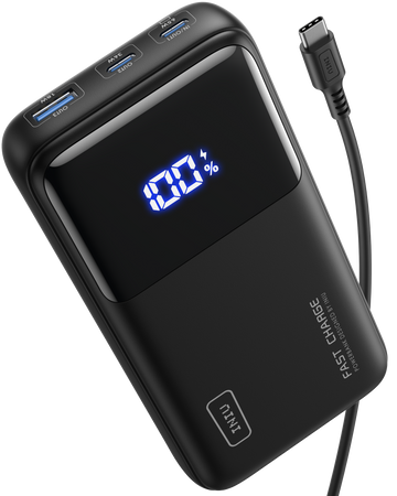 INIU B62 Power Bank, 20000mAh 65W USB C bærbar oplader, PD QC hurtig opladning 3-output.