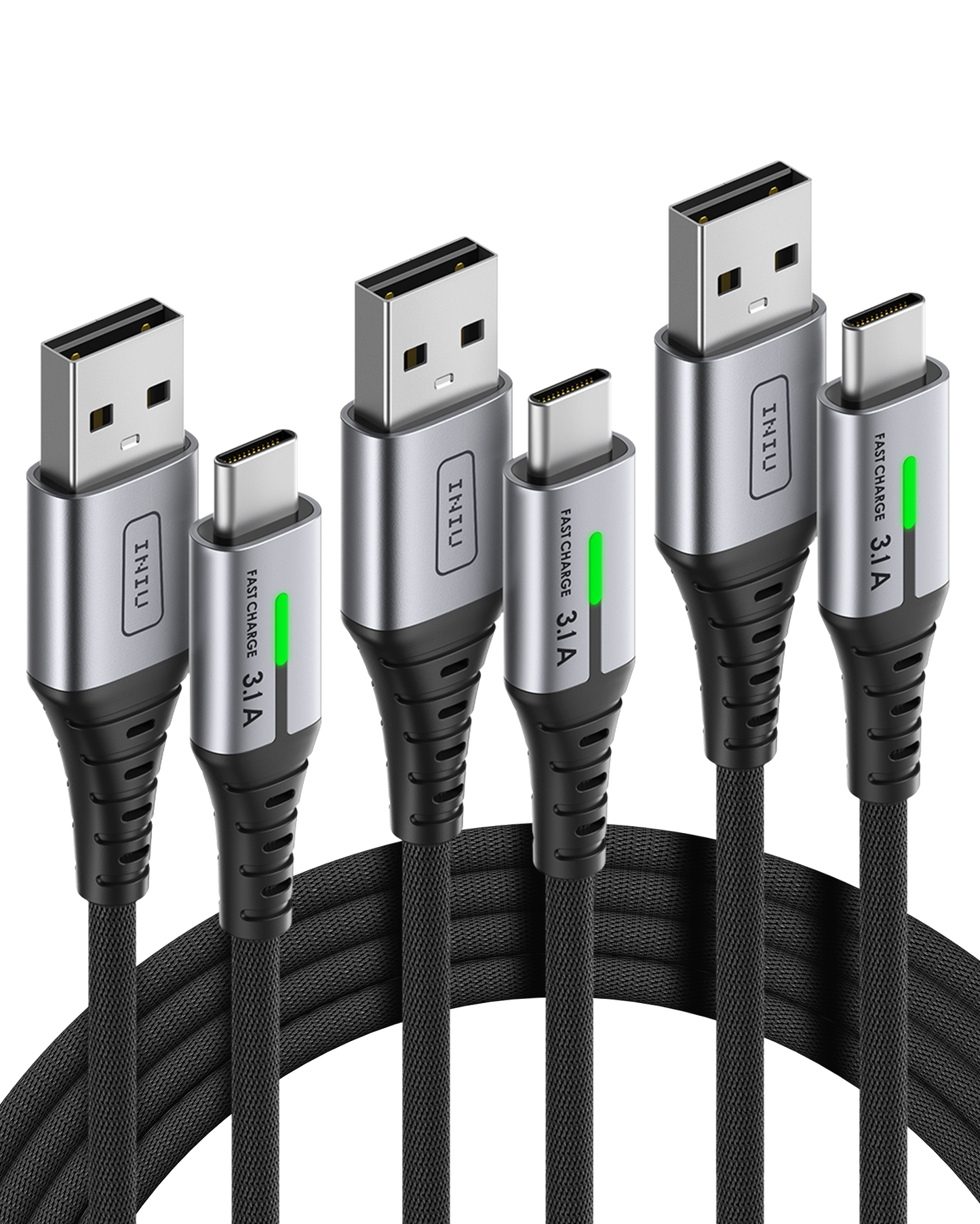INIU D5C QC3.0 Fast Charging USB Type C Cable ( 1.6+6.6+6.6ft, 3-Pack)