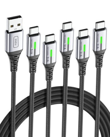 INIU D5C Nylon USB C Cable 5-Pack (1. 6,3*2 6,6*2 pies (0,5 m 1m * 2 2m * 2)