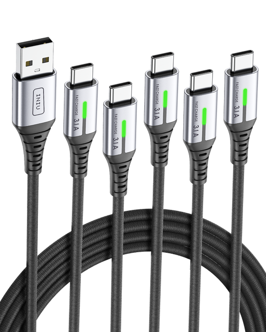 INIU D5C Nylon USB C Cable 5-Pack (1.6ft+3.3ft*2+6.6ft*2(0.5m+1m*2+2m*2))