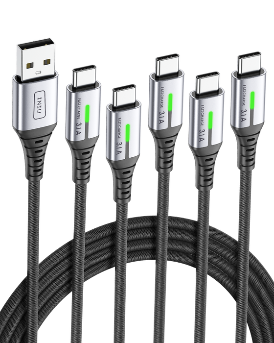 INIU Cable USB C de nailon D5C (paquete de 5) (0,5 m + 1 m + 2 m + 2 m)