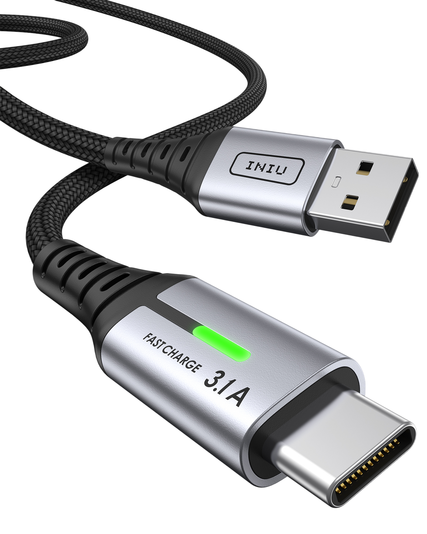 INIU Kabel USB typu C do szybkiego ładowania D5C QC3.0 (1,6 + 6,6 + 6,6 stopy, opakowanie 3 szt.)