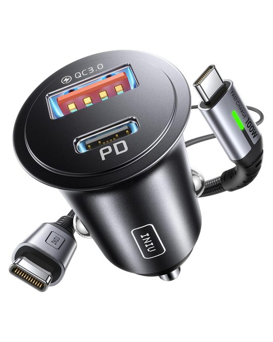 INIU 60W 2-Port Car Charger with 100W USB-C Cable