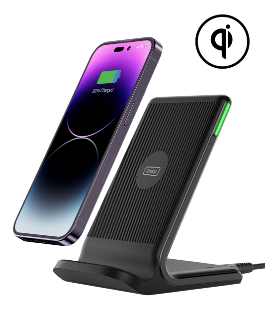 Caricabatterie wireless certificato INIU I211 15W Qi con luce adattiva per dormire