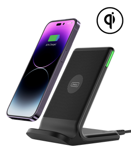 INIU 15W Black Friday Wireless Charger powering a purple smartphone, ideal tech gift for men on sale.