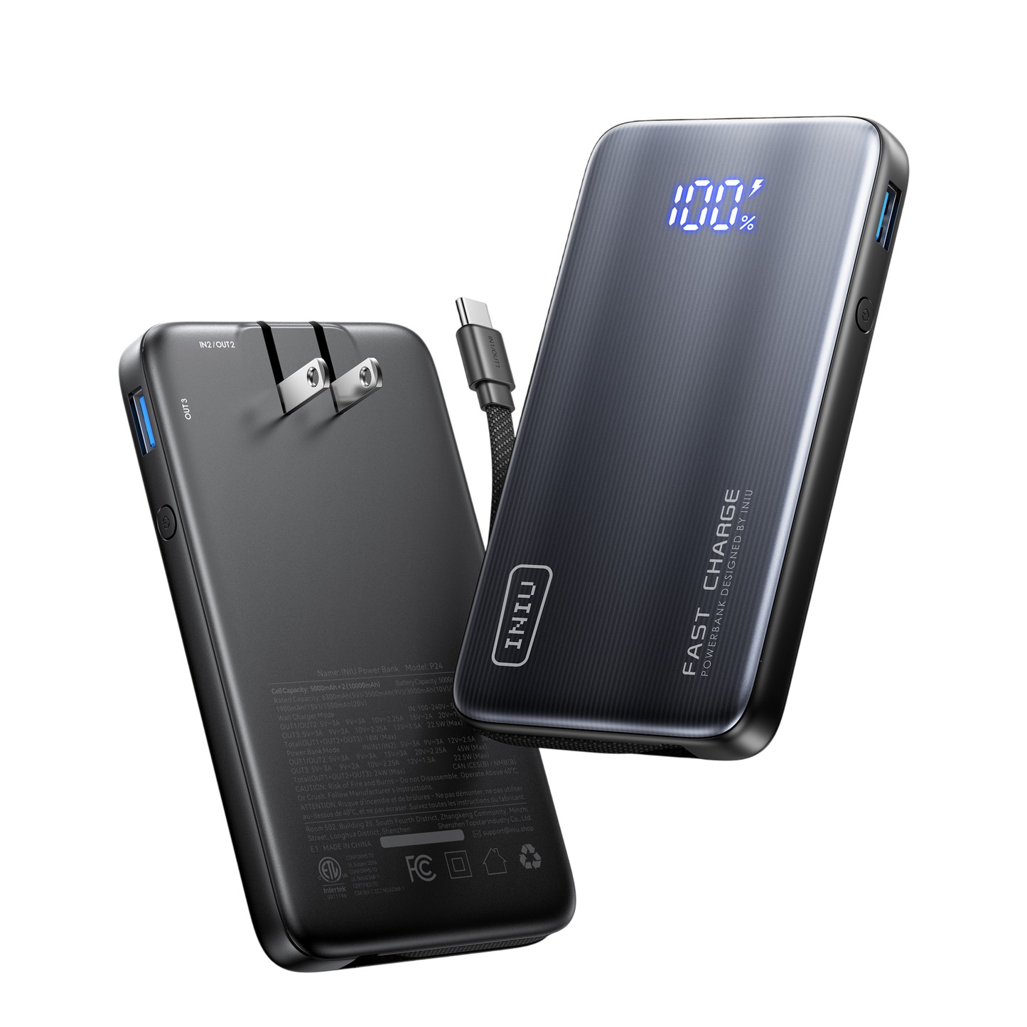 INIU Banco de energía Multi P24 de 45 W y 10 000 mAh