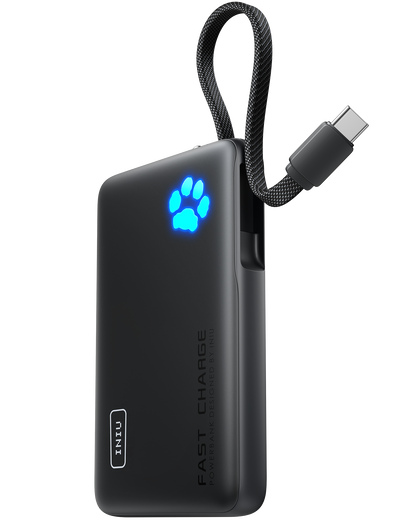 INIU Pawsible P41L-E2 Power Bank con cavo integrato, sottilissimo, 45W 10000mAh