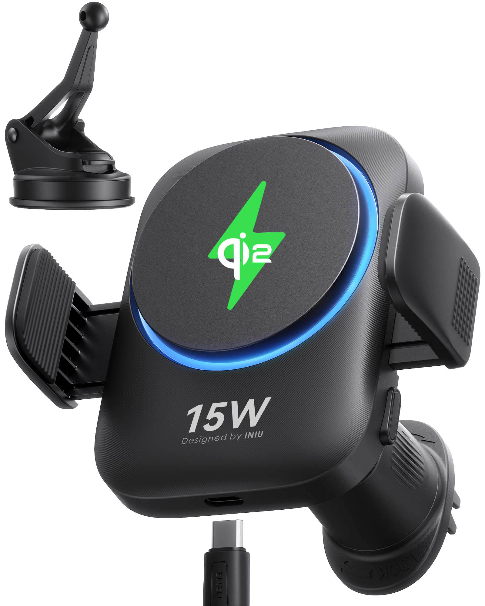 Cargador inalámbrico magnético para coche INIU SnapGo V11-E1 Qi2 de 15 W