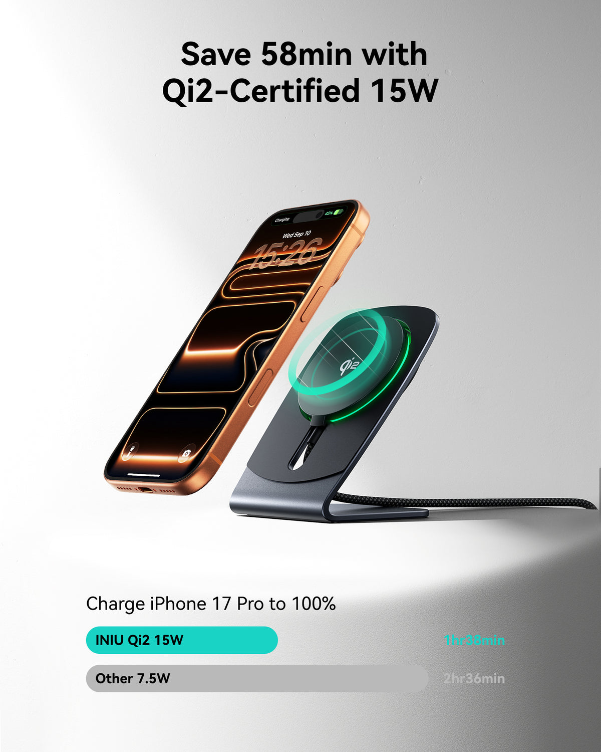 INIU Chargeur sans fil magnétique SnapGo W21 Qi2 15W