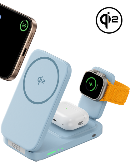 INIU SnapGo W31-E1 Qi2 15W 3-i-1 Magnetisk Hopfällbar Trådlös Laddare