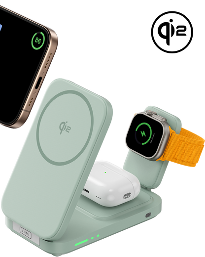 INIU SnapGo W31-E1 Qi2 15W 3-i-1 Magnetisk Hopfällbar Trådlös Laddare