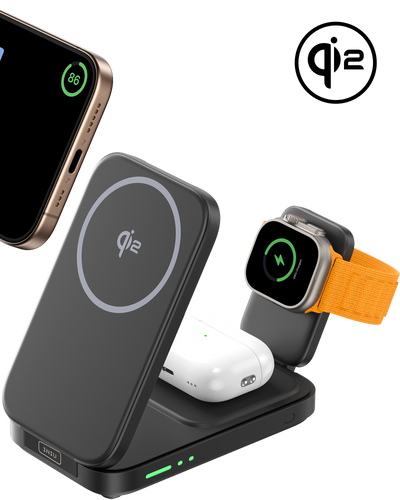 INIU SnapGo W31 Qi2 15W 3-in-1 Magnetisches Faltbares Kabelloses Ladegerät