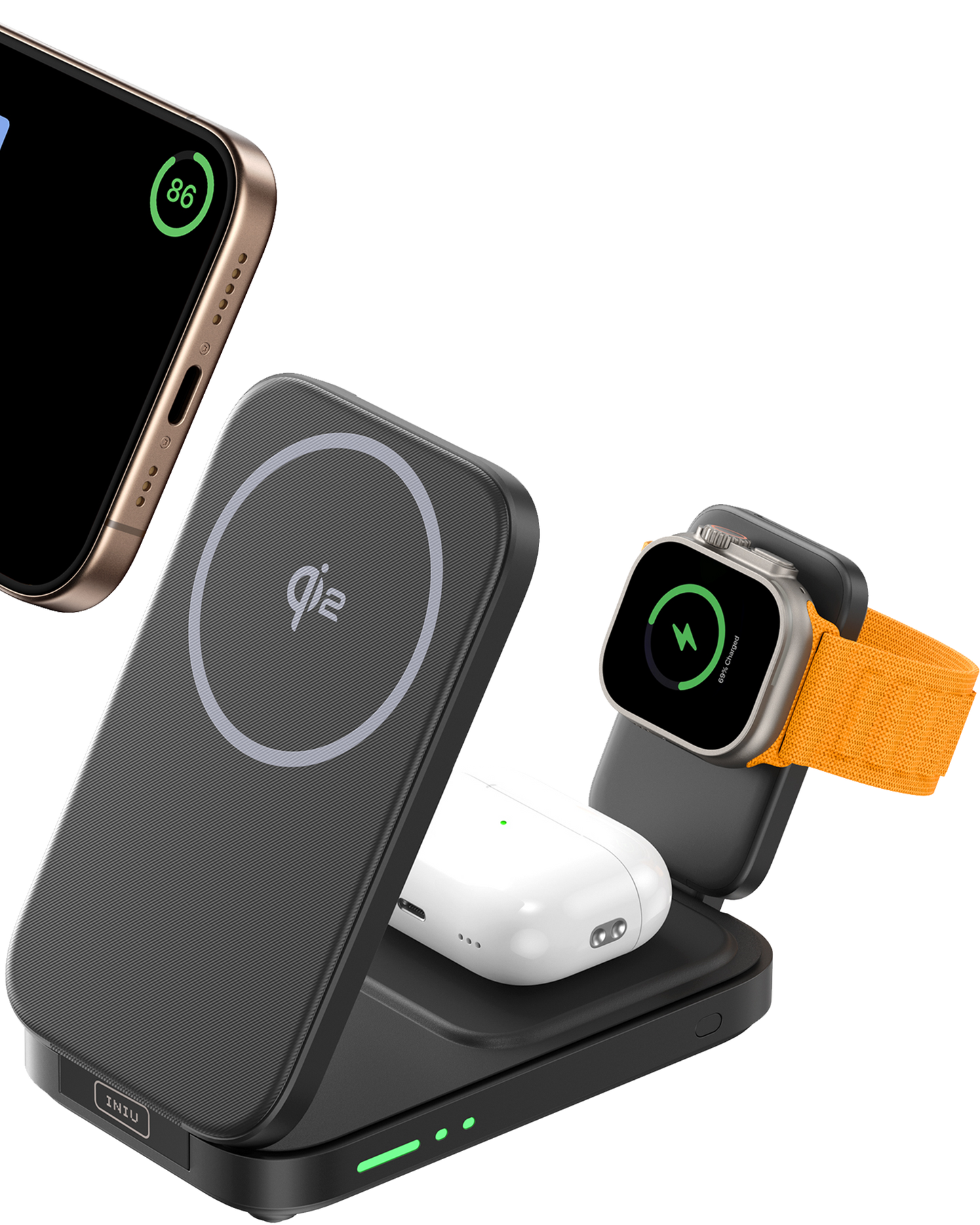 INIU SnapGo W31-E1 Qi2 15W 3 i 1 magnetisk foldbar trådløs oplader