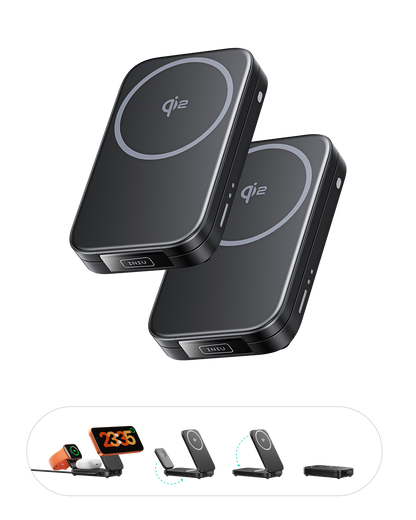 INIU Cargador inalámbrico plegable magnético SnapGo W31 Qi2 de 15 W 3 en 1