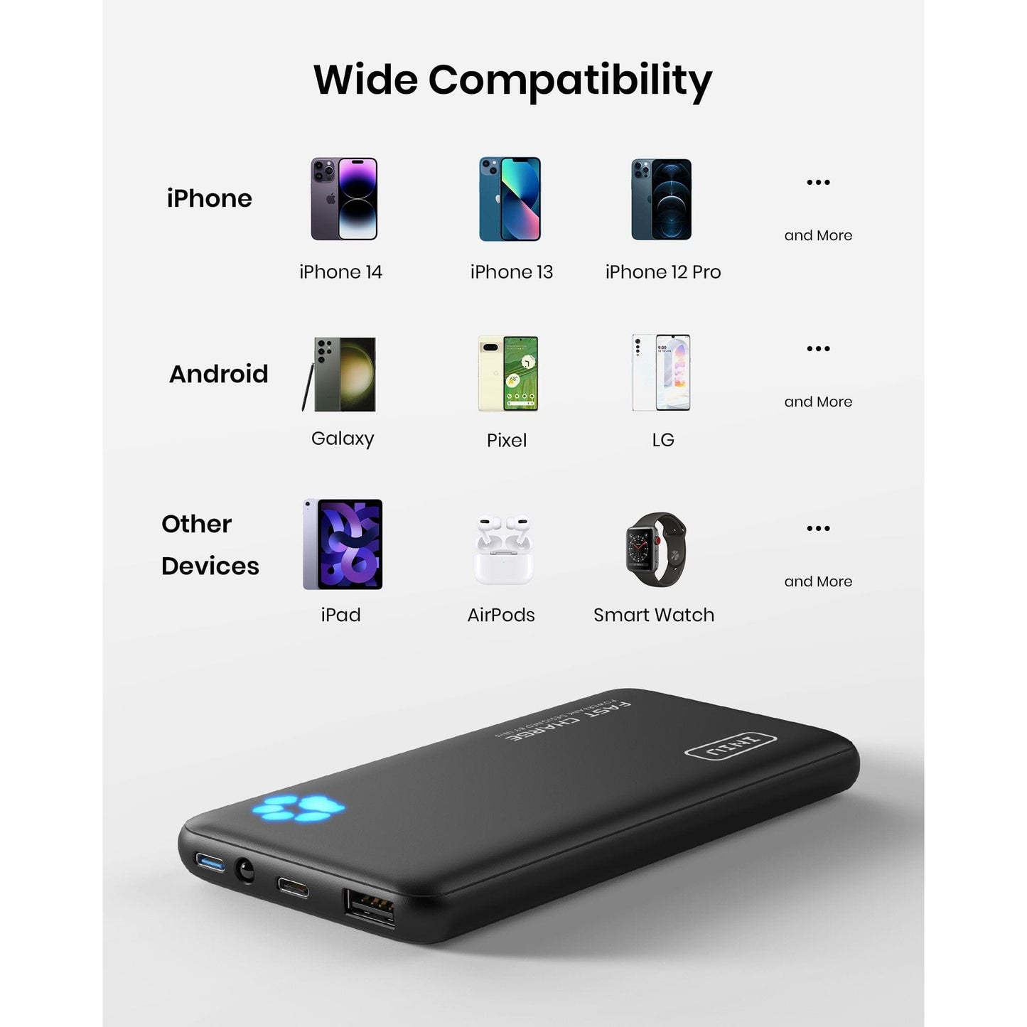 Caricabatterie portatile INIU B3, 20W PD3.0 Carica rapida Power Bank più sottile da 10000 mAh, nero