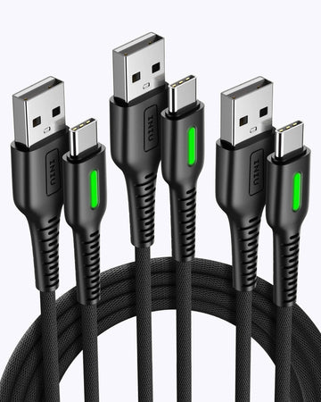 INIU D3C Anti-ruptura USB C Cable (1,6 + 3,3 + 10 pies, paquete de 3), compatible con iPhone 14 13 12 Pro Samsung S21 Google LG iPad Tablet, etc.