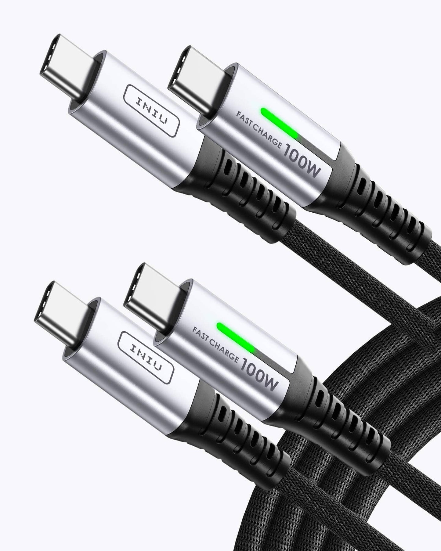 Cavo USB da C a C INIU D5CC da 100 W (6,6 piedi, confezione da 2), compatibile con iPhone 14, 13, 12 Pro, Samsung S21, Google LG, iPad, Tablet, ecc.
