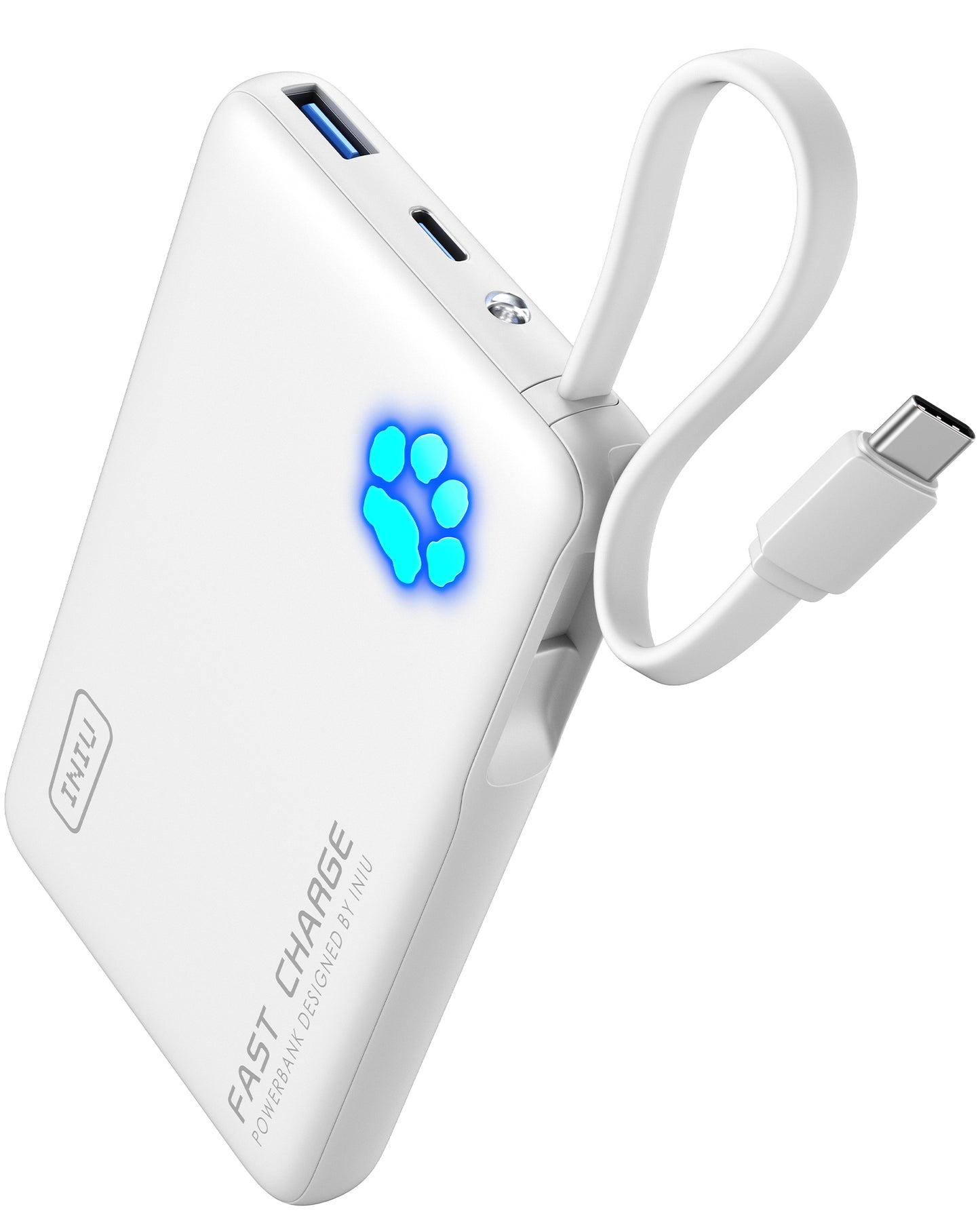 INIU Pawsible P41L-E1 Power Bank avec câble intégré, la plus fine 20 W 10 000 mAh