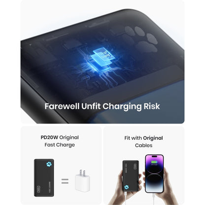 Caricabatterie portatile INIU B3, 20W PD3.0 Carica rapida Power Bank più sottile da 10000 mAh, nero