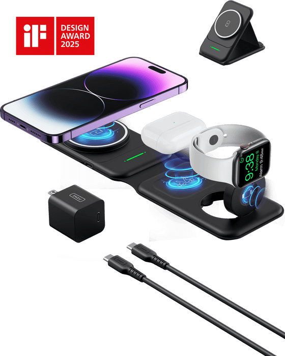 INIU SnapGo WI222 - Base de carga inalámbrica 3 en 1, multifunción magnética de 15 W