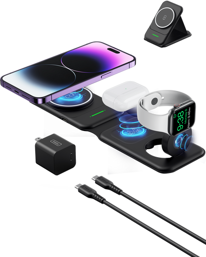 INIU SnapGo WI222 - Base de carga inalámbrica 3 en 1, multifunción magnética de 15 W