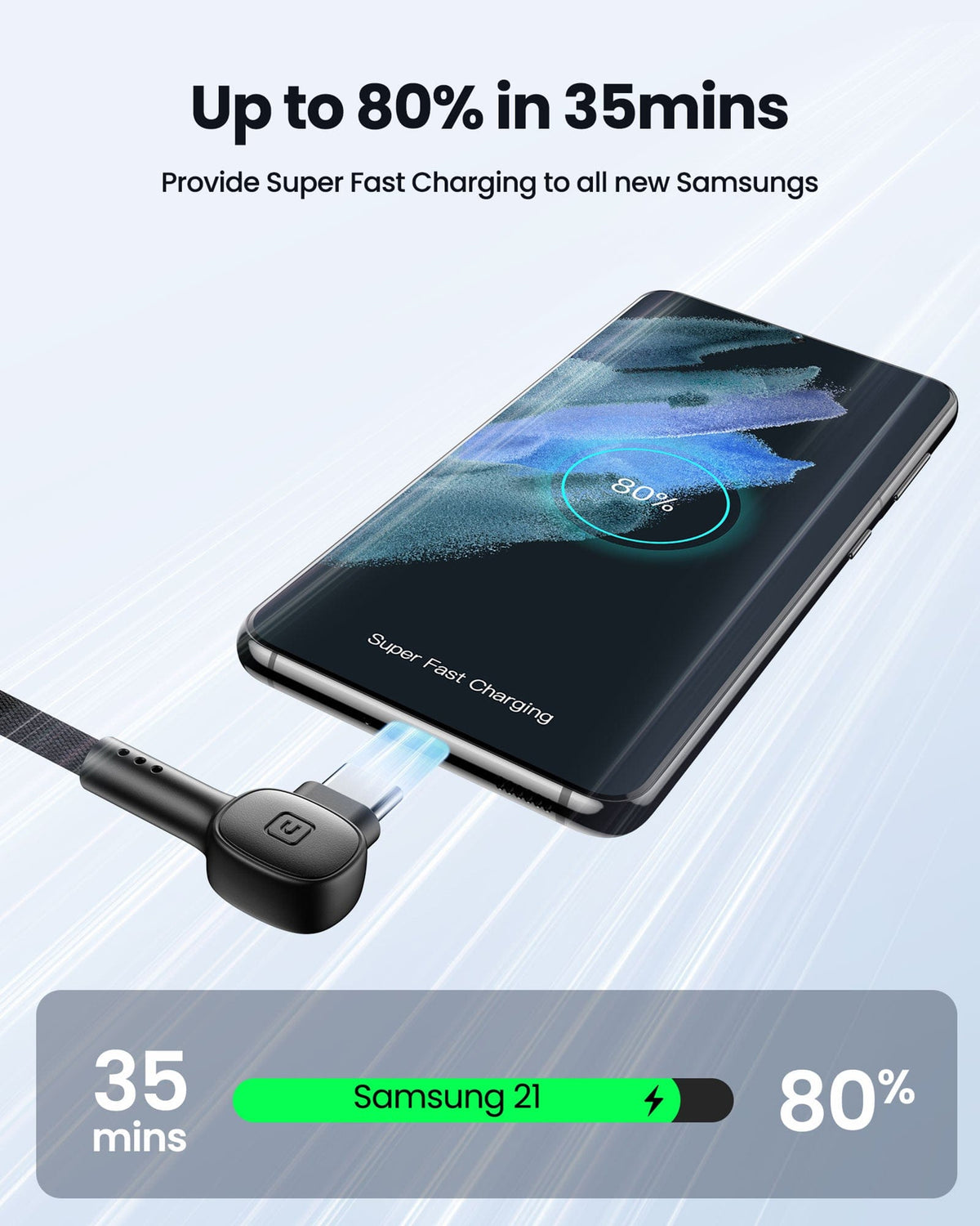 Black Friday deals: INIU 100W 90° USB C cable fast charging Samsung S21 to 80% in 35 mins.