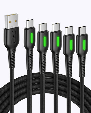 INIU D3C Nylon USB C kabel (3, 3 * 2 * 6 * 2+10 ft, 5- pakke)