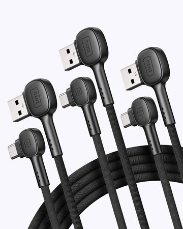 INIU D6C 90&deg; Design USB C kabel (6,6* 2+1,6ft, 3-pakke)